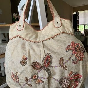 Cloth Beaded Hobo Handbag - by Accessorize UK